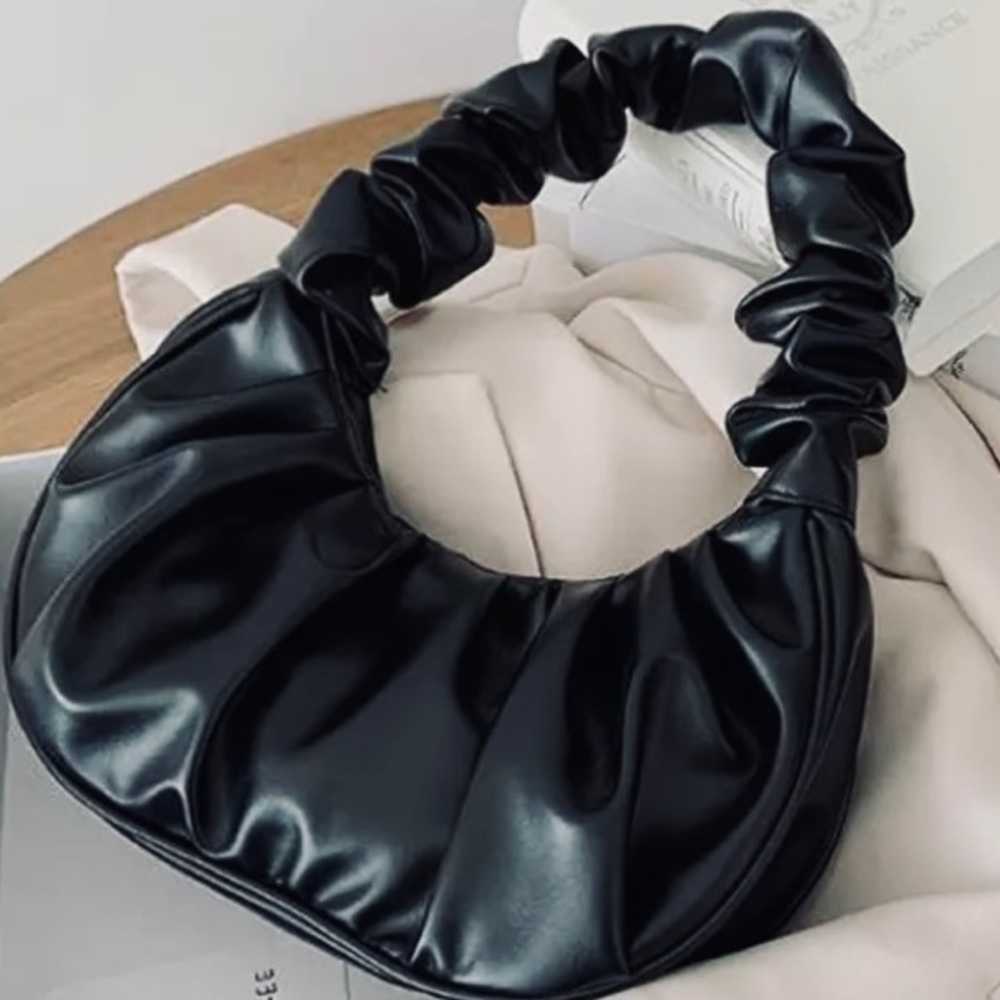 Black Faux Leather Small Handbag